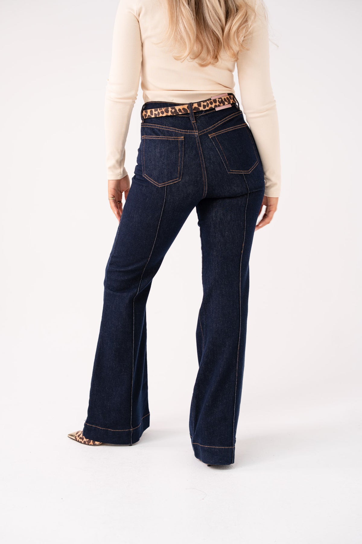 Love Laura High Rise Flare Jeans In Indigo