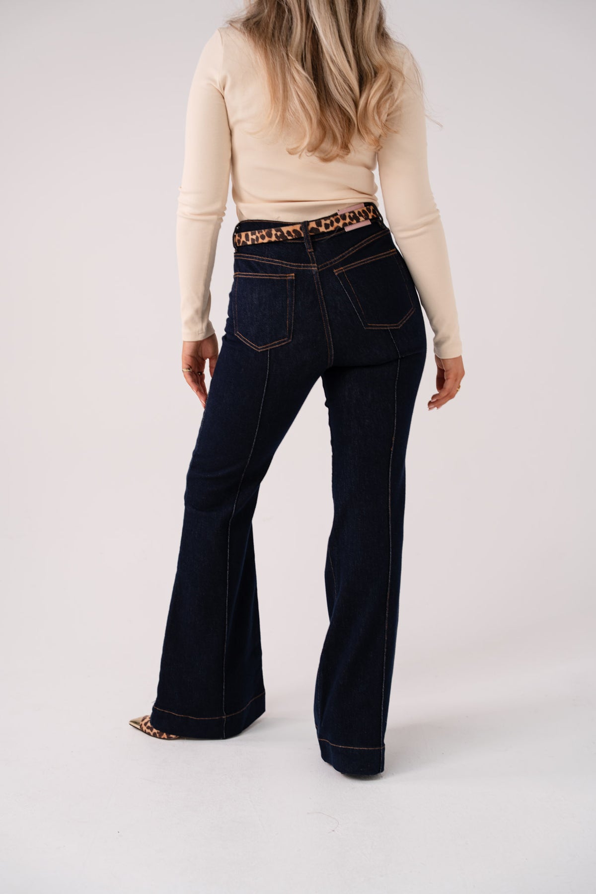 Love Laura High Rise Flare Jeans In Indigo