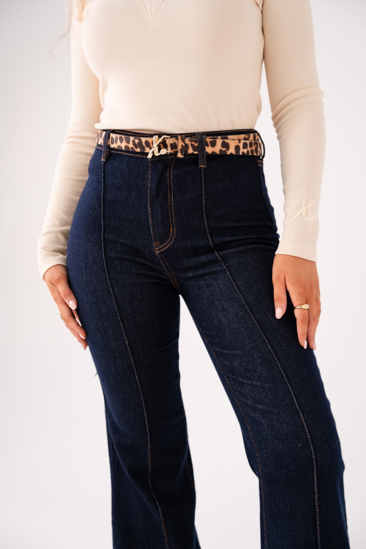 Love Laura High Rise Flare Jeans In Indigo