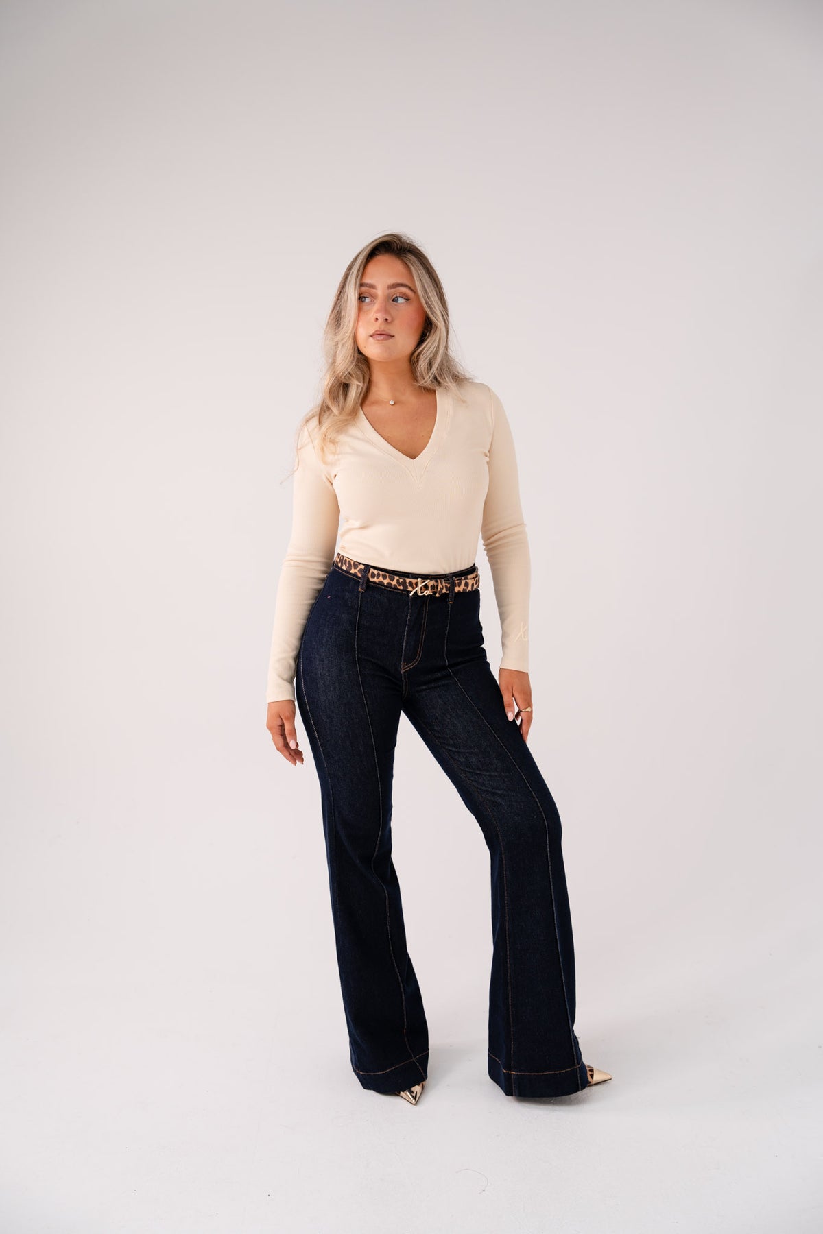 Love Laura High Rise Flare Jeans In Indigo