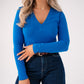 Love Laura V-Neck Ribbed Base Top In Cobalt