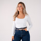 Love Laura Long Sleeve Scoop Top In White