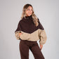 Kate Contrast Zip Jacket In Brown & Beige