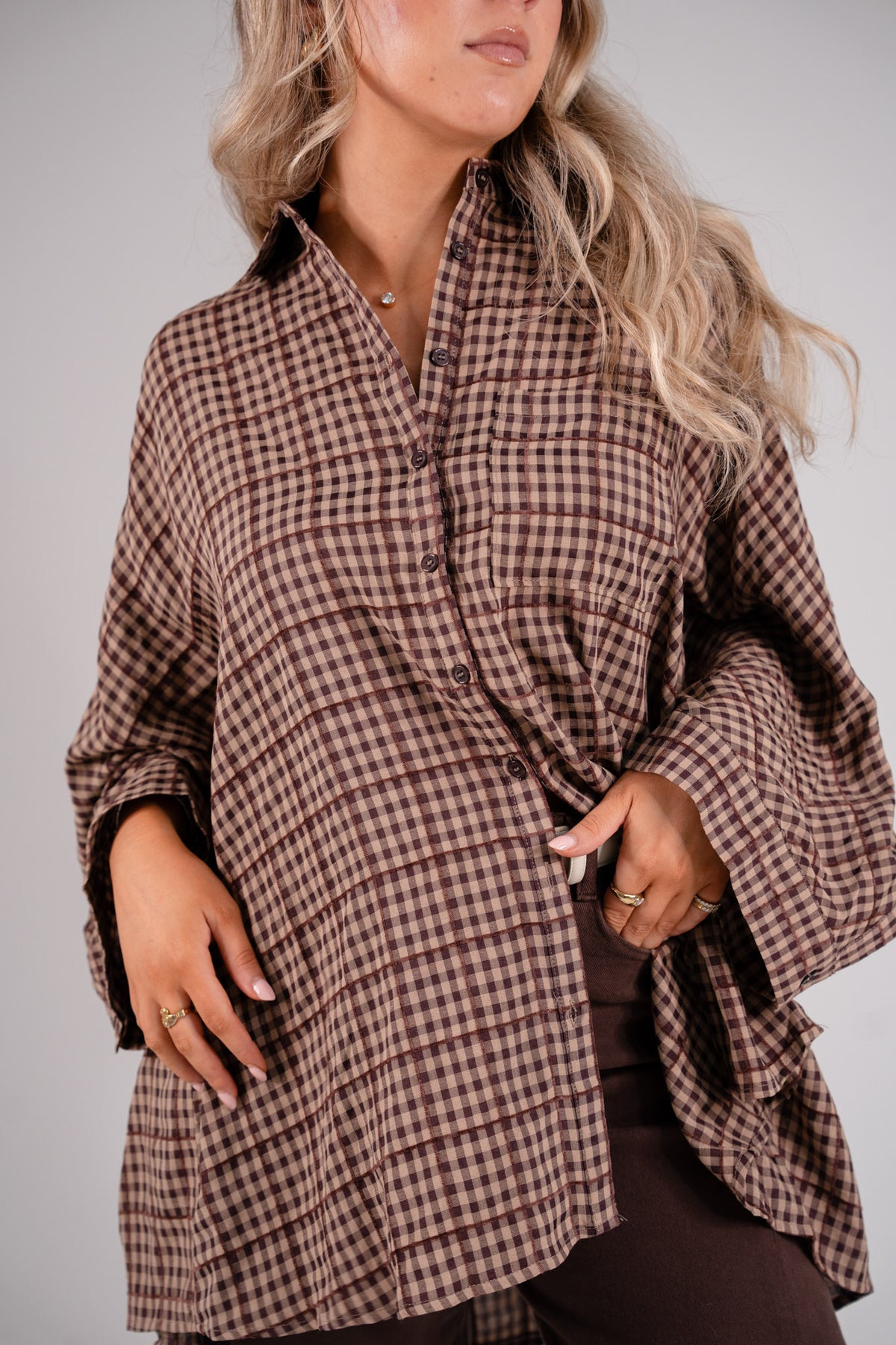 Elsa Check Shirt In Chocolate Mix