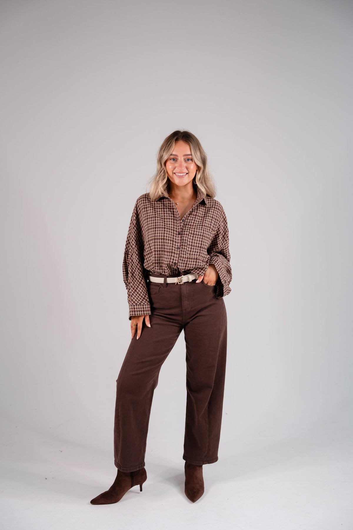 Elsa Check Shirt In Chocolate Mix