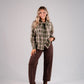 Megan Tie Neck Shirt In Green Check