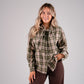 Megan Tie Neck Shirt In Green Check
