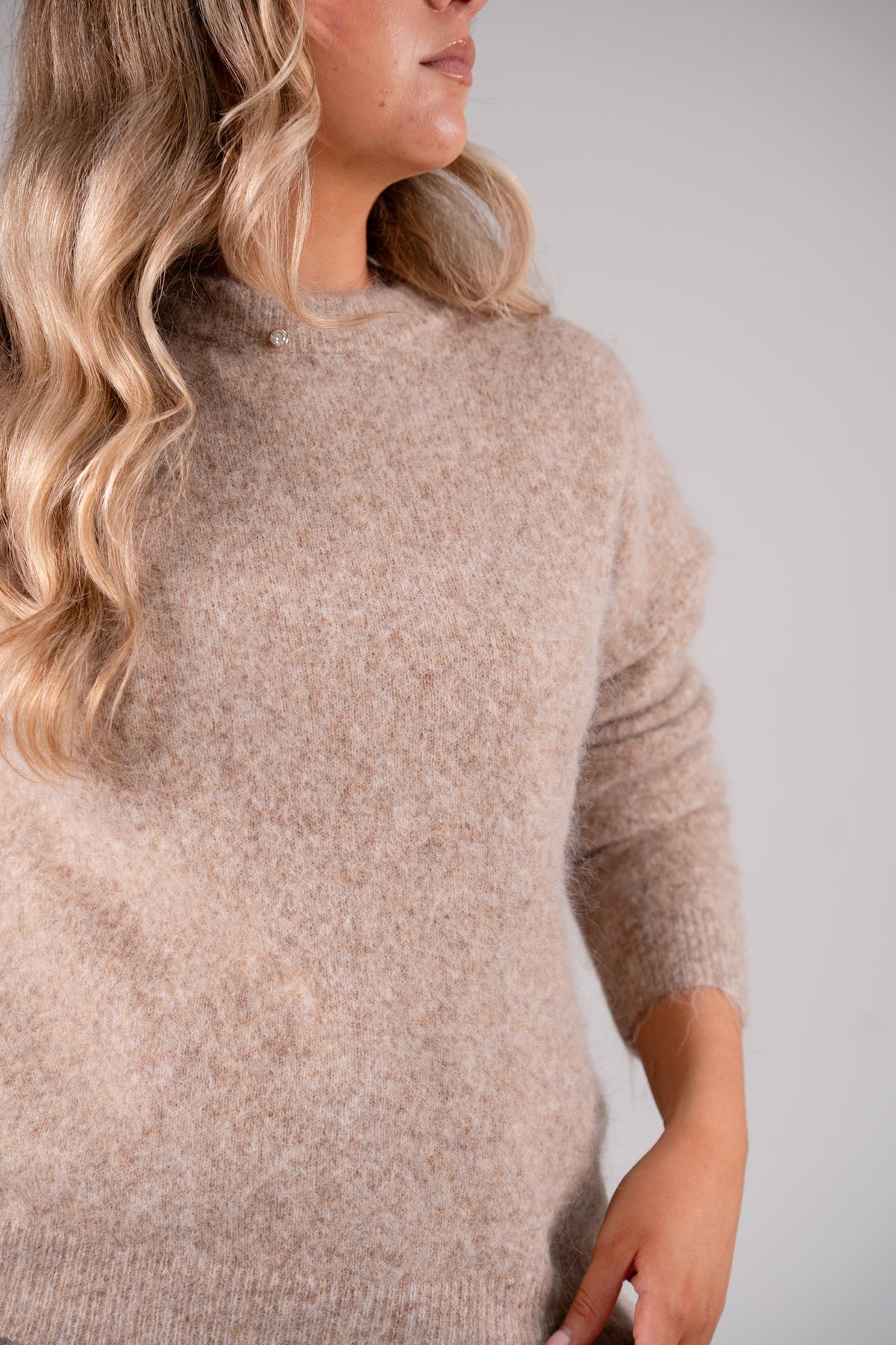 Iris Round Neck Jumper In Camel