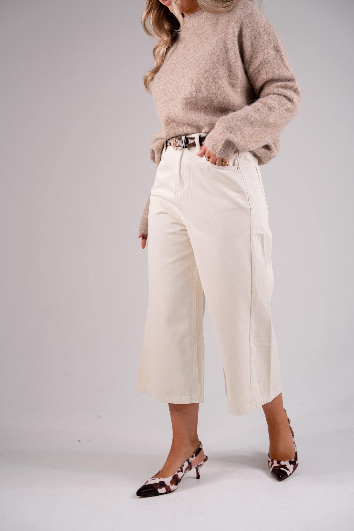 Kiera Culotte Jeans In Cream