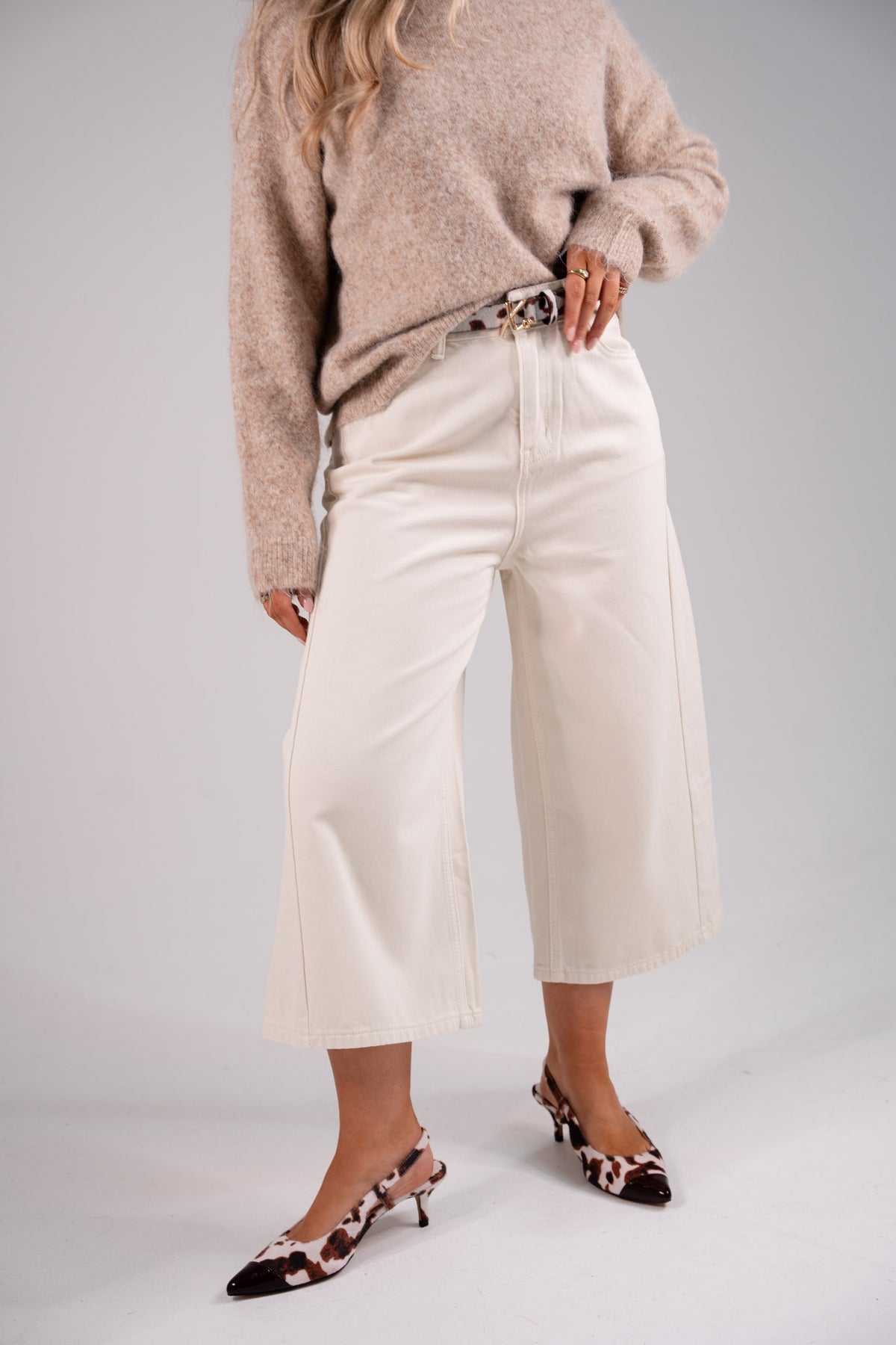 Kiera Culotte Jeans In Cream