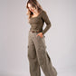 Kiera Relaxed Cargo Jeans In Khaki