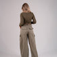 Kiera Relaxed Cargo Jeans In Khaki