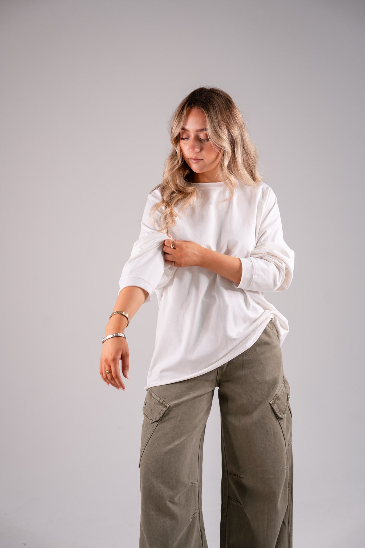 Kiera Oversized Long Sleeve T-Shirt In White