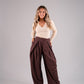 Kendra Pleated Barrell Trousers In Bordeaux Check