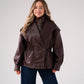 Cora Faux Leather Jacket In Prune