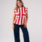 Holly Stripe Sleeveless Knit In Red Mix