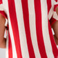 Holly Stripe Sleeveless Knit In Red Mix