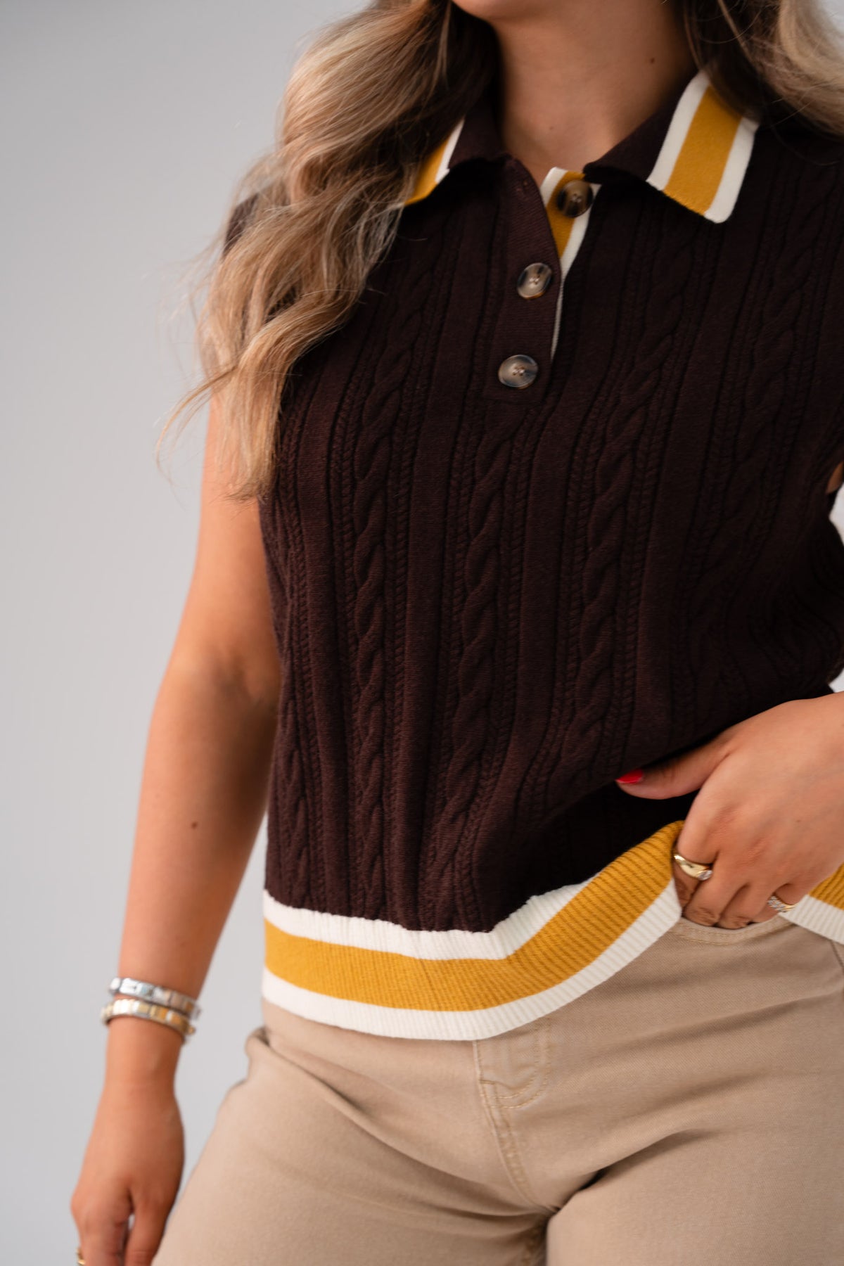Holly Sleeveless Knit Top In Chocolate