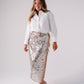 Iris Sequin Midi Skirt In Neutral