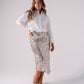 Iris Sequin Midi Skirt In Neutral