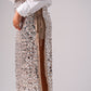 Iris Sequin Midi Skirt In Neutral