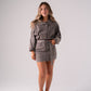 Cora Funnel Neck Denim Dress In Chocolate