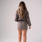 Cora Funnel Neck Denim Dress In Chocolate