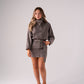 Cora Funnel Neck Denim Dress In Chocolate