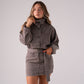 Cora Funnel Neck Denim Dress In Chocolate