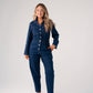 Love Laura Denim Jumpsuit In Dark Wash