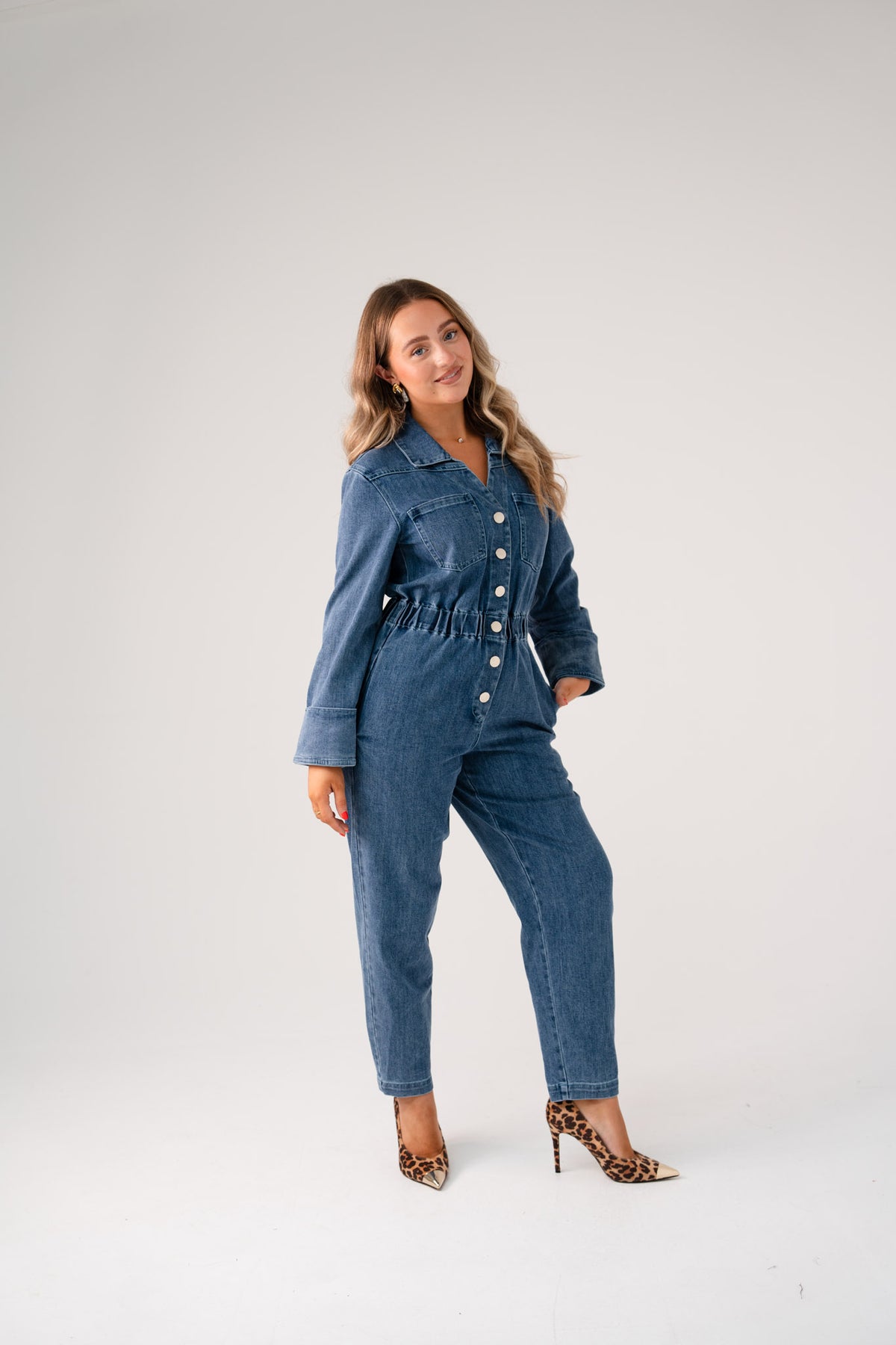 Love Laura Denim Jumpsuit In Light Wash