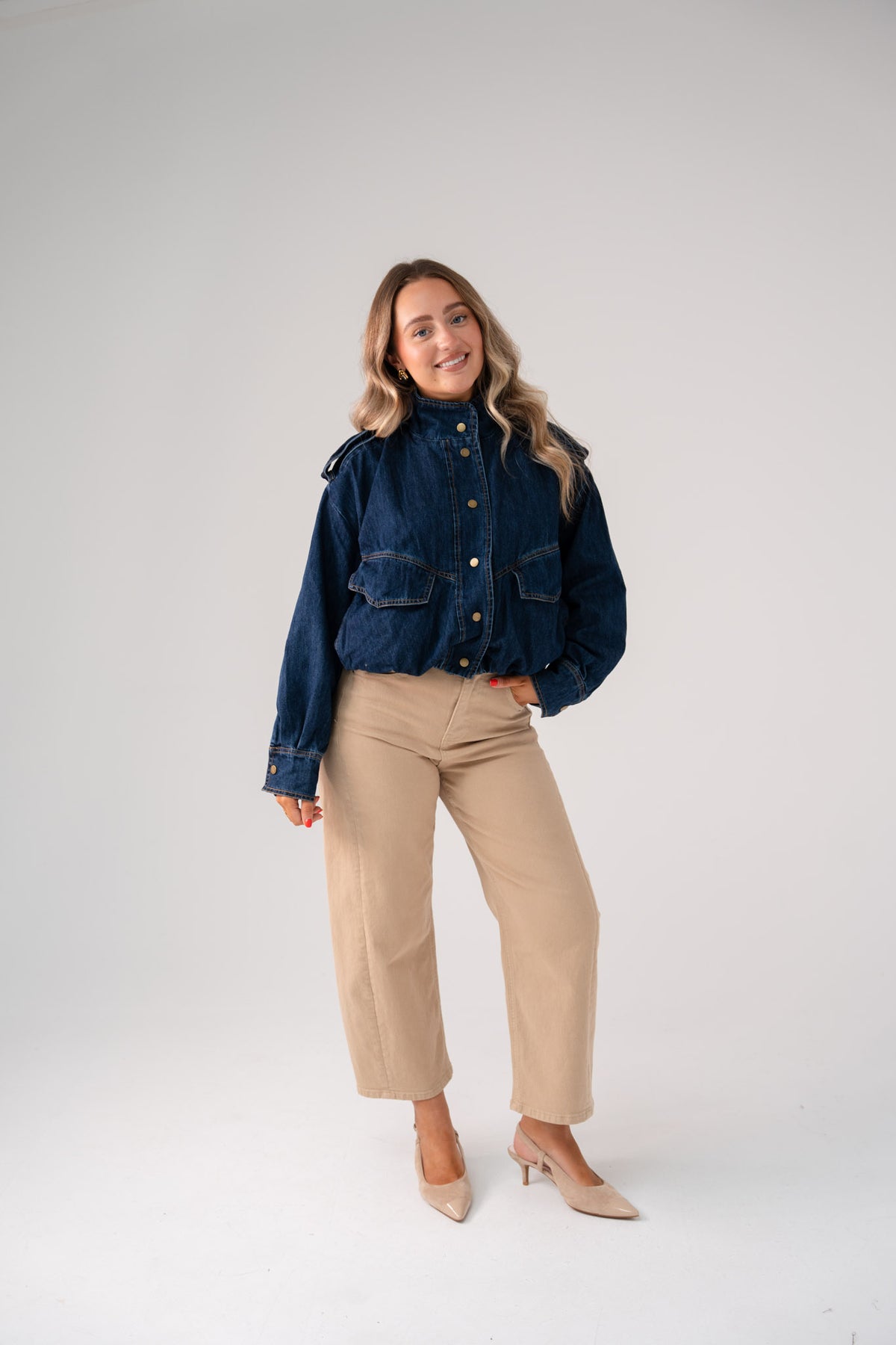 Kiera Denim Bomber Jacket In Dark Wash