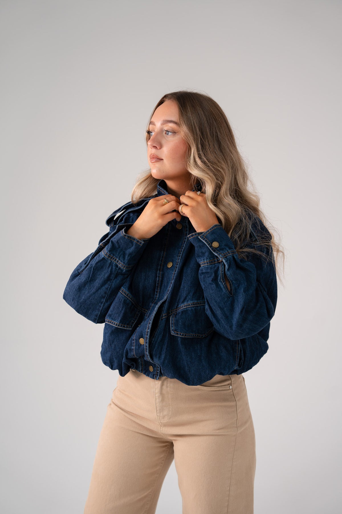 Kiera Denim Bomber Jacket In Dark Wash