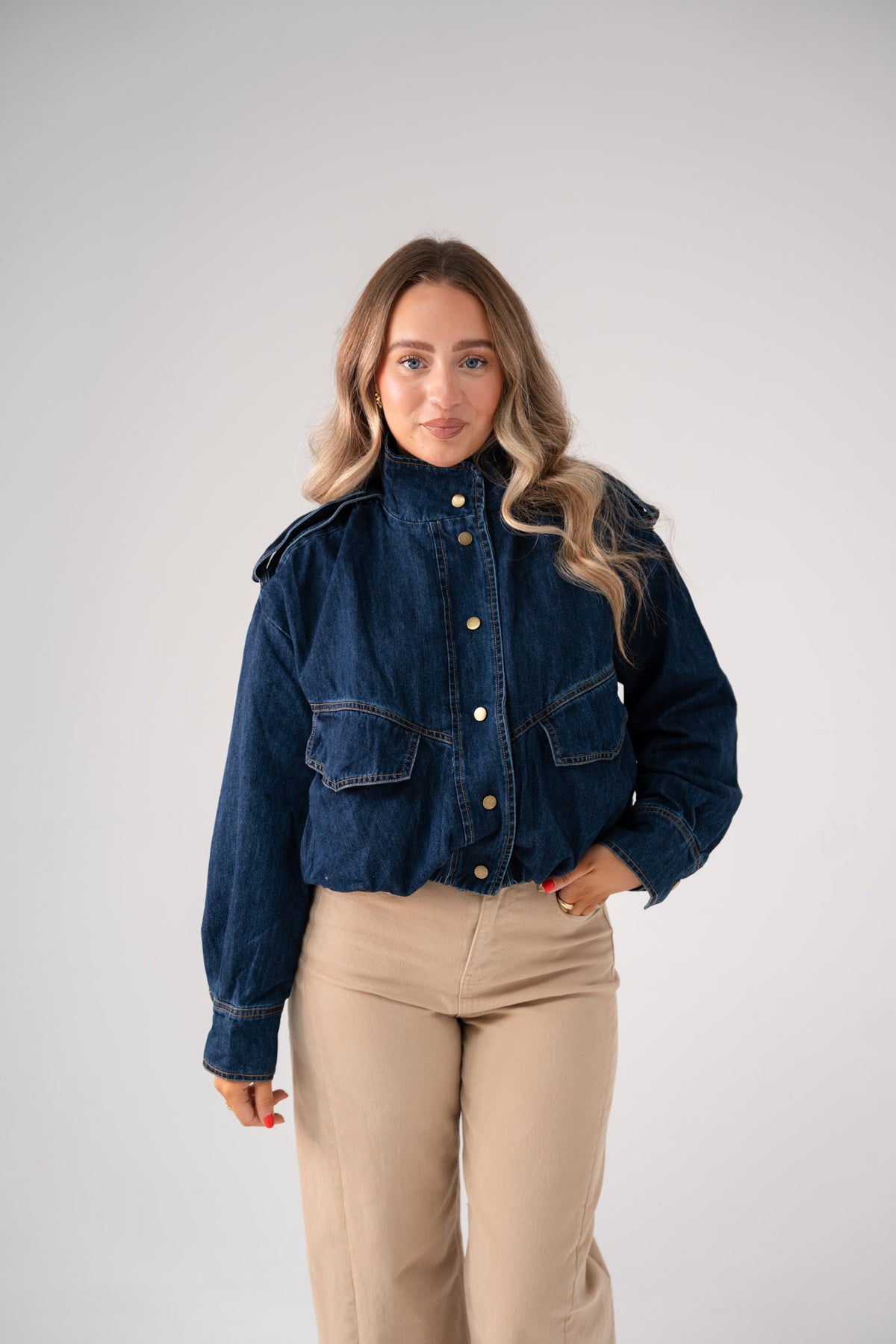 Kiera Denim Bomber Jacket In Dark Wash