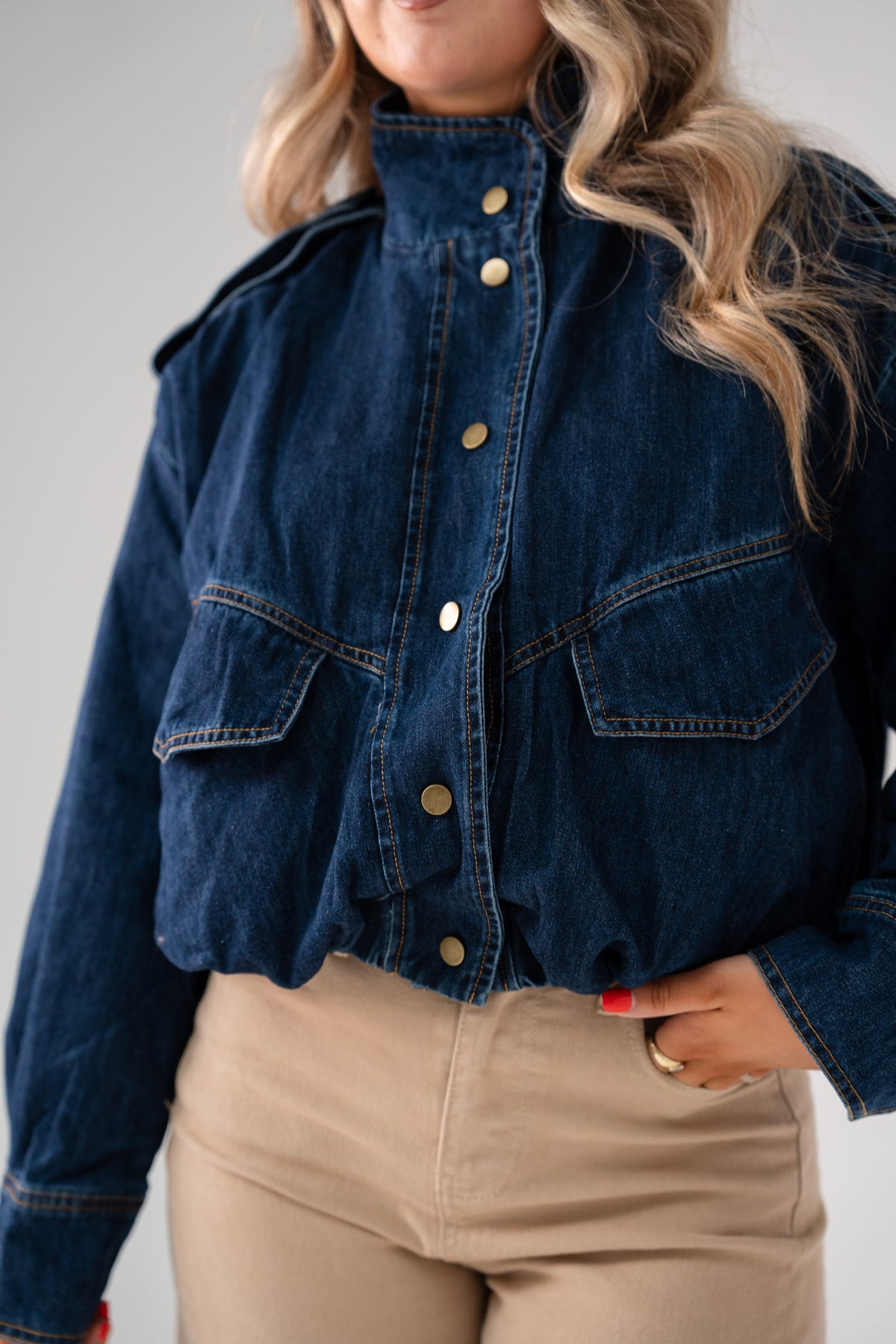 Kiera Denim Bomber Jacket In Dark Wash