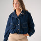 Kiera Denim Bomber Jacket In Dark Wash