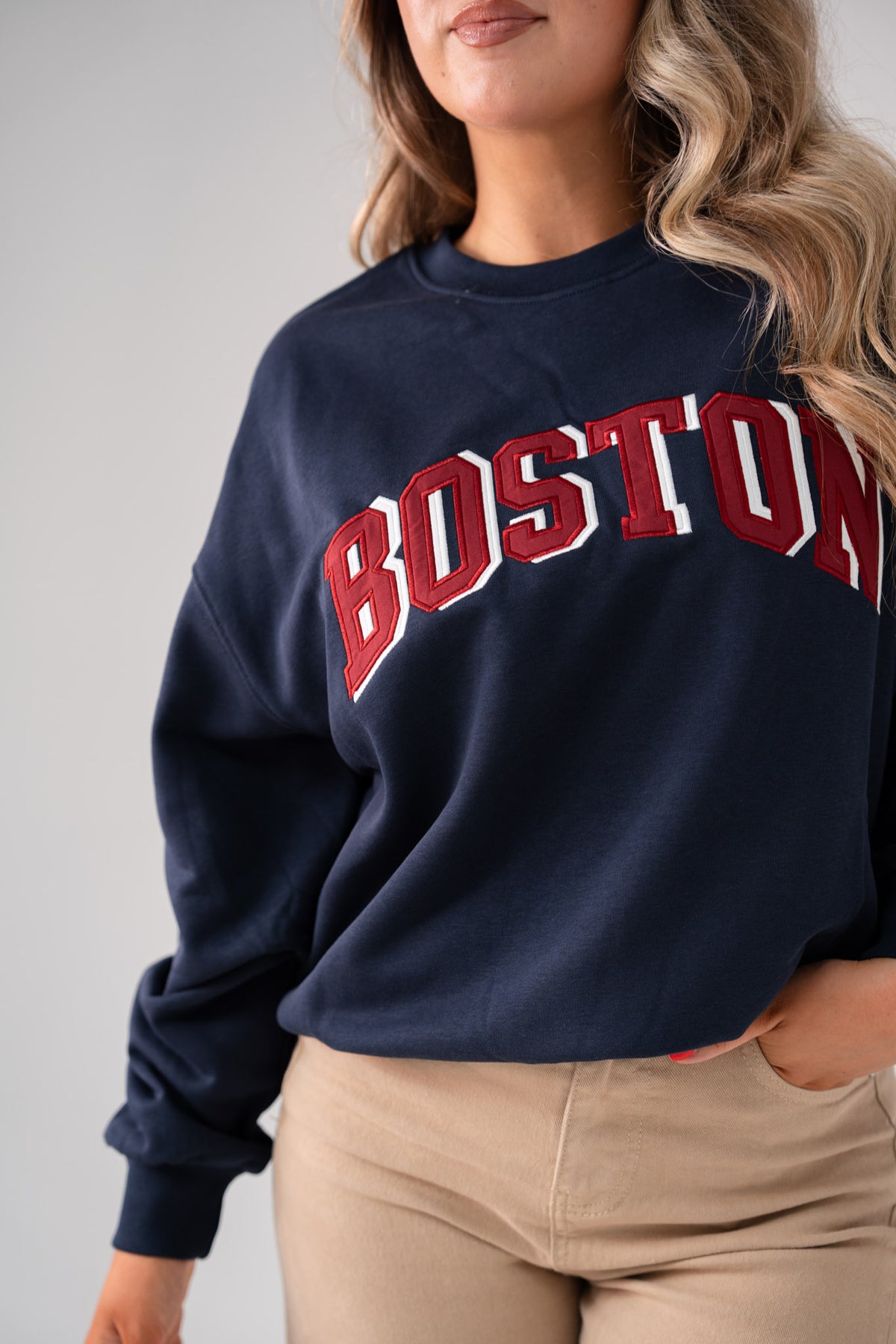 Kiera Boston Slogan Sweatshirt In Navy