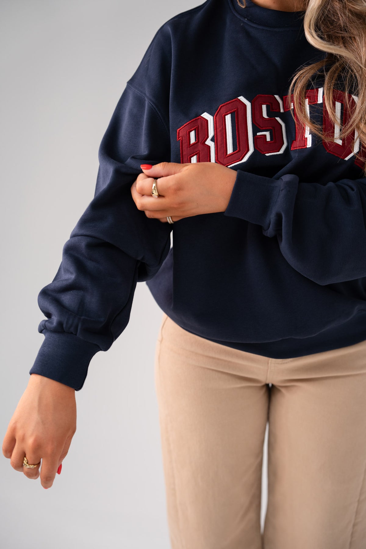 Kiera Boston Slogan Sweatshirt In Navy