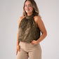 Iris Textured Halter Top In Khaki