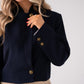 Kiera Crop Blazer In Navy