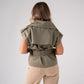 Elsa Sleeveless Trench Jacket In Olive