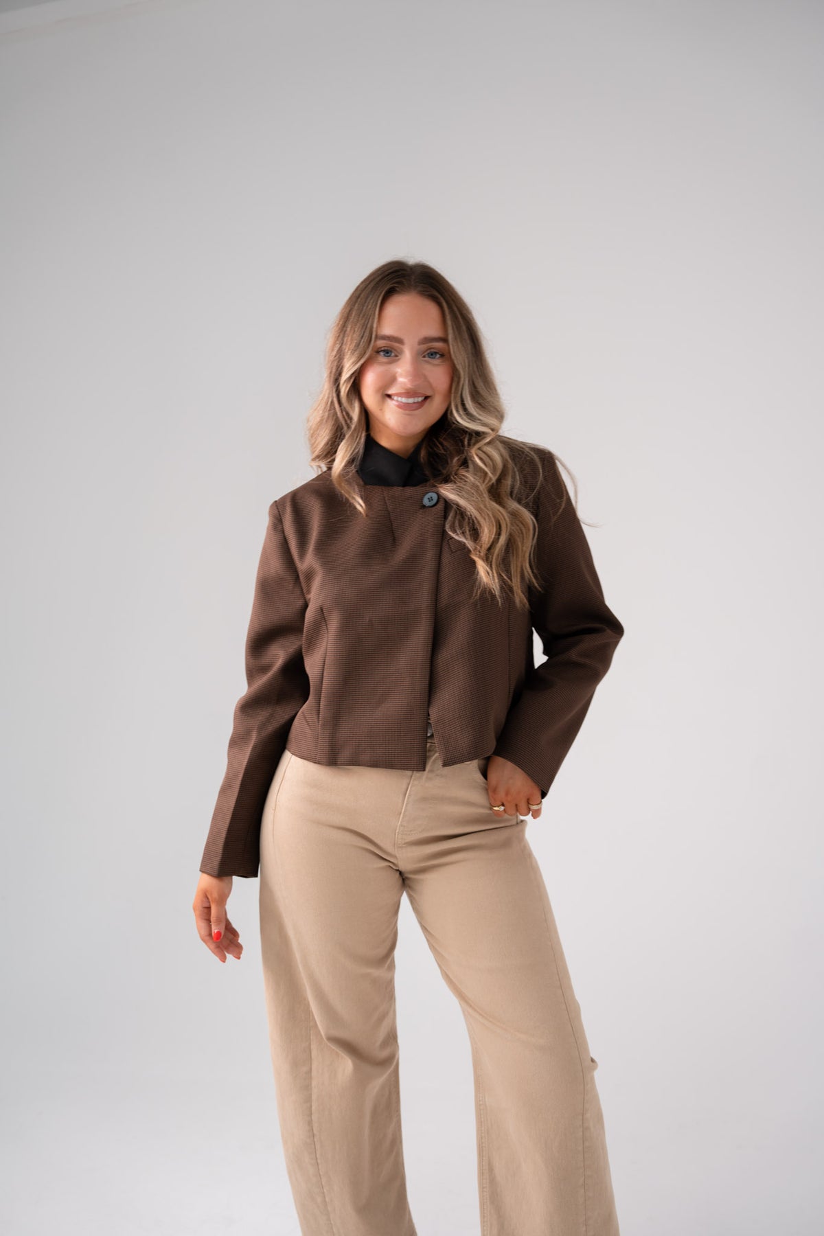 Iris Contrast Collar Jacket In Brown