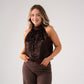 Iris Textured Halter Top In Chocolate