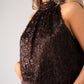 Iris Textured Halter Top In Chocolate