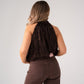 Iris Textured Halter Top In Chocolate