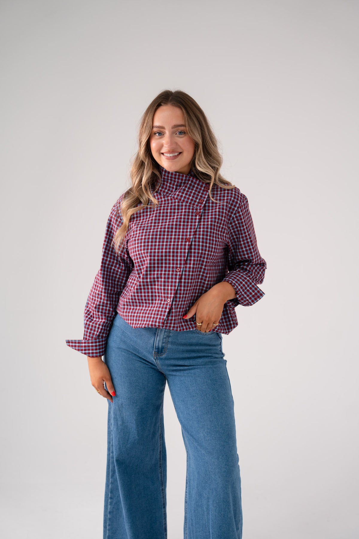 Daisy Check Shirt In Red Mix