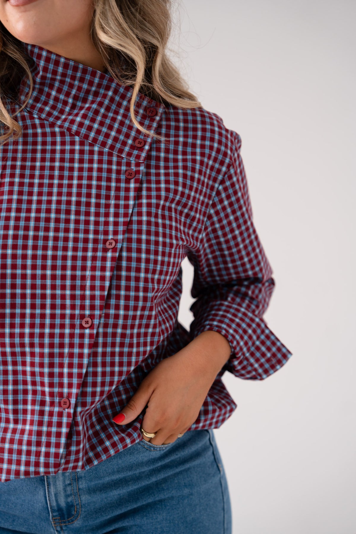 Daisy Check Shirt In Red Mix