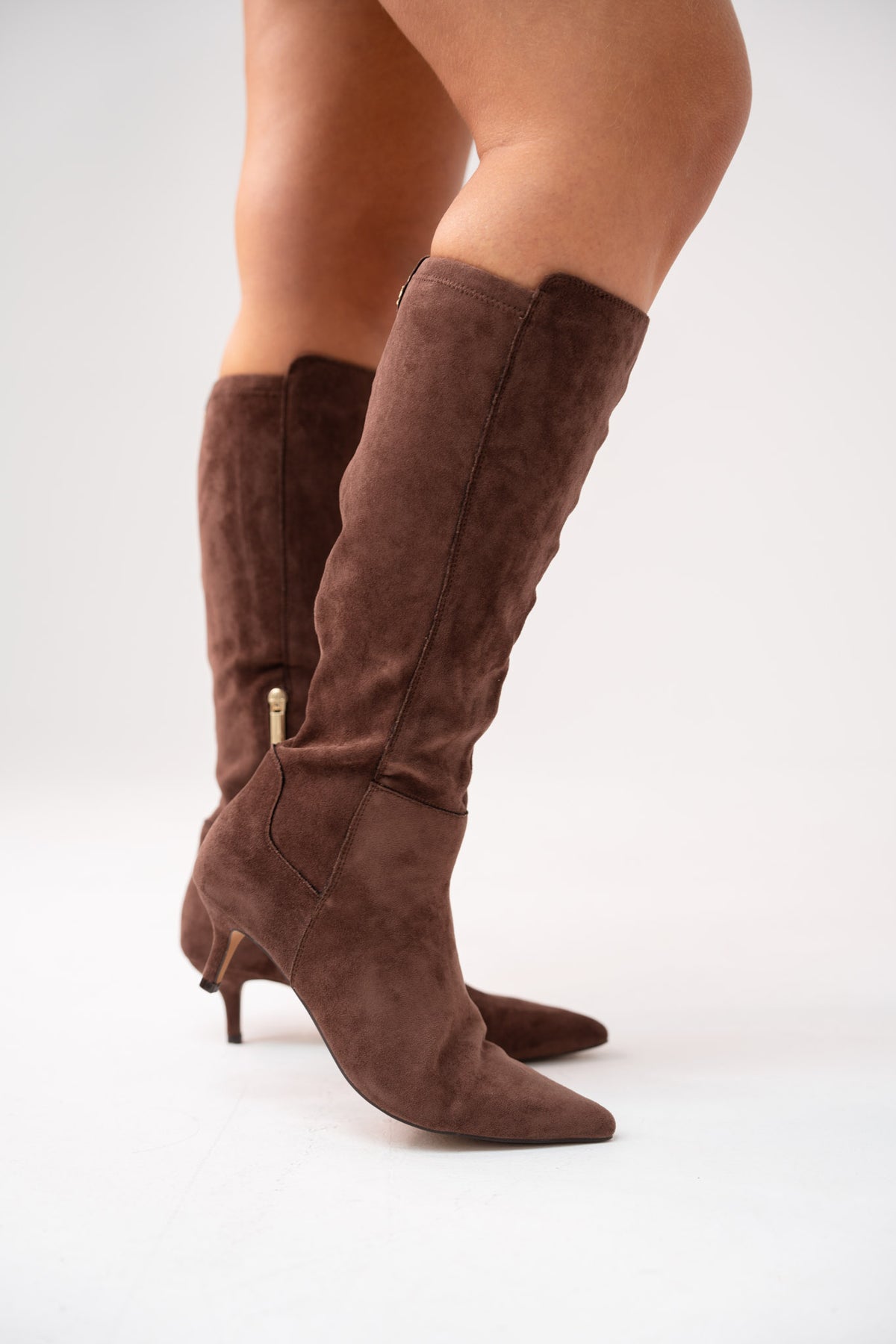 Love Laura Suede Knee Boot In Chocolate