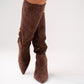 Love Laura Suede Knee Boot In Chocolate