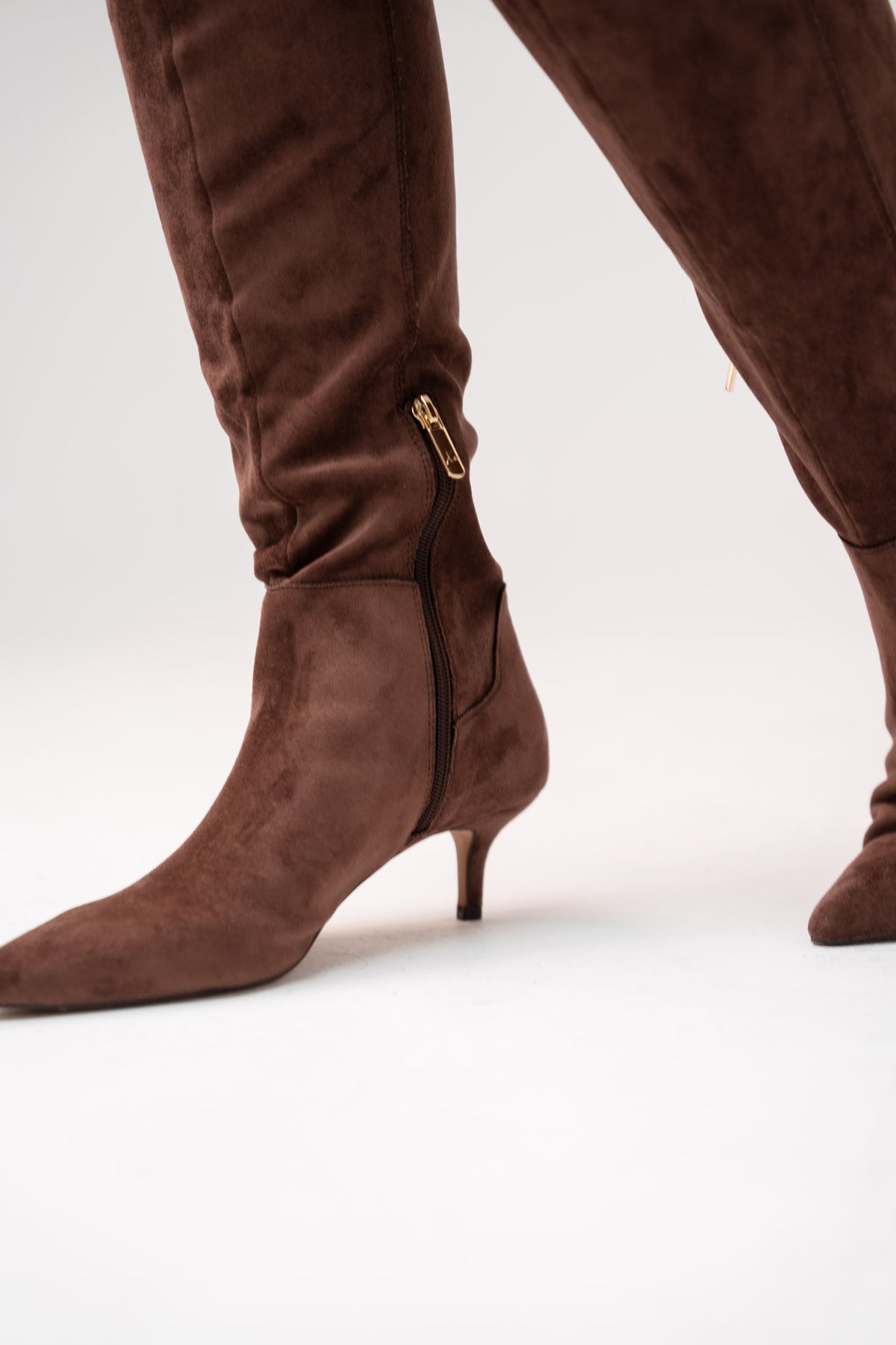 Love Laura Suede Knee Boot In Chocolate
